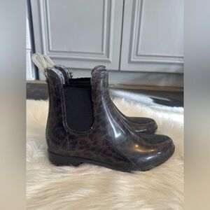 Sam Edelman Leopard Print Rain Chelsea Boots - Brown